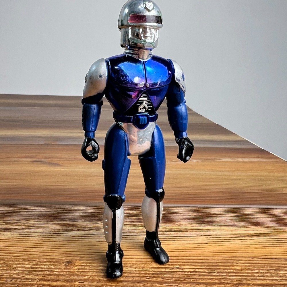 Vintage 1994 Soma Sonic Rangers Robot Cyborg 4.5" Action Figure Blue Chrome HK
